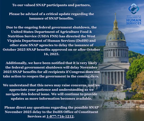 Governor Morrisey Talks About Impacts to West Virginians from the ongoing Federal Government Shutdown