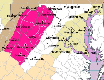 NWS Red Flag Warning Nov 05 2025 Red Flag Area is in Pink. (NWS graphic)